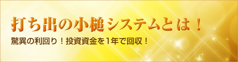 打ち出の小槌システムとは！　驚異の利回り！投資資金を1年で回収！